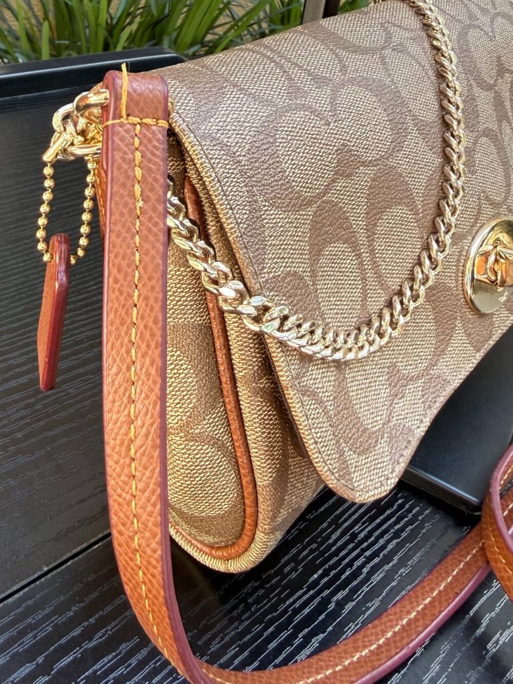 Coach Mini Ruby Crossbody Shoulder Bag w/ Gold Chain Monogram Canvas Leather - Picture 7 of 16